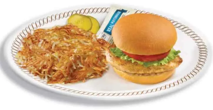 CHICKEN SANDWICH DELUXE with HASHBROWNS